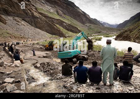 Indien, Ladakh, Zanskar, Autobahn NH301 nach Zanskar, Erdrutsche, die die Straße blockieren Stockfoto