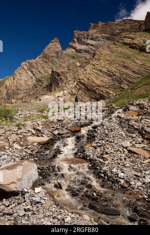 Indien, Ladakh, Zanskar, Autobahn NH301 nach Zanskar, Erdrutsche blockiert Straße nach starkem Regen Stockfoto