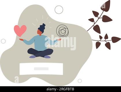 Stressmanagement Gleichgewicht zwischen Arbeitskonzentration und psychischer Gesundheit, Work-Life-Balance oder Meditation und Relax.Flachvektordarstellung. Stock Vektor