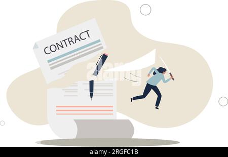 Vertragsauflösung oder Vertragsauflösung, Bruch der Partnerschaft unterschriebenes Geschäft, fehlerhaftes Code of Conduct Konzept. Flache Vektordarstellung. Stock Vektor