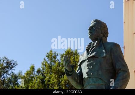 ALMERIA, SPANIEN - 28. MÄRZ 2023 Denkmal zum Gedenken an Alfredo Kraus, spanischen Sänger, Tenor, auf der Plaza Alfredo Kraus, Almeria, Spanien Stockfoto