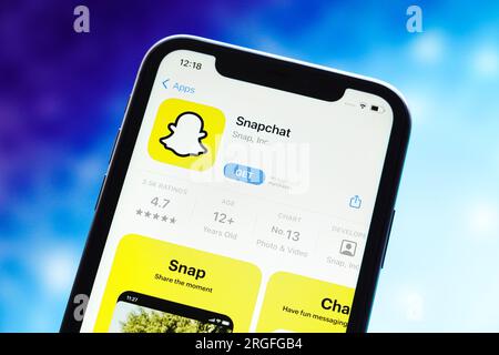 China. 09. Aug. 2023. In dieser Fotoabbildung wird das Snapchat-Logo im Apple App Store angezeigt. Kredit: SOPA Images Limited/Alamy Live News Stockfoto