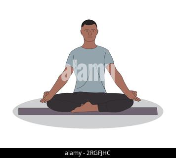 Yoga-Meditation, farbenfrohe Linienkunst-Illustration Stock Vektor