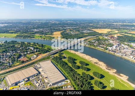 Luftbild, Rheinbrücke Neuenkamp Baustelle, Autobahn A40, Kaßlerfeld, Duisburg, Ruhrgebiet, Nordrhein-Westfalen, Deutschland Stockfoto