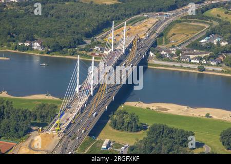 Luftbild, Rheinbrücke Neuenkamp Baustelle, Autobahn A40, Kaßlerfeld, Duisburg, Ruhrgebiet, Nordrhein-Westfalen, Deutschland Stockfoto