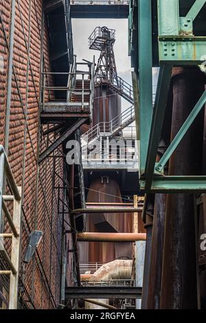 Teil des stillgelegten Kohle- und Stahlwerks im Landschaftspark Duisburg-Nord. Stockfoto