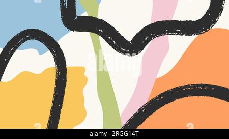 Abstrakter minimalistischer handgemalter Hintergrund. Ästhetische moderne Kunst im Boho-Stil. Farbenfrohes, naives Design. Vektorillustration für Wanddekoration Stock Vektor
