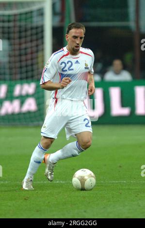 Mailand Italien 2007-09-08: Franck Ribery während des Spiels Italien-Frankreich, Qualifikation zur Fußball-Europameisterschaft 2008 Stockfoto