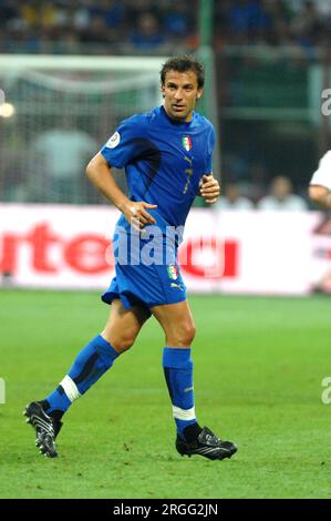 Mailand Italien 2007-09-08: Alessandro Del Piero während des Spiels Italien-Frankreich, Qualifikation der Fußball-Europameisterschaft 2008 Stockfoto