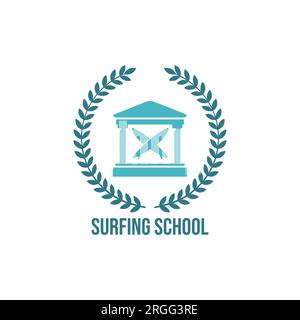 Vektorabbildung von Surfschulen, Abzeichen, Labels oder Logos. Oldtimer-Surfer-Logo, Emblem, Abzeichen, Label, Marke. Internationaler Surftag c Stock Vektor