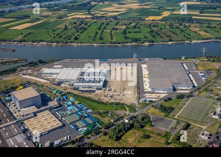 Luftaufnahme, Baustelle Logport VI, Rhein, Alt-Walsum, Duisburg, Ruhrgebiet, Nordrhein-Westfalen, Deutschland Stockfoto