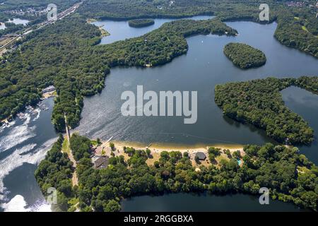 Luftaufnahme, Außenpool am Wolfssee, Sechs-seen-Platte, Wedau, Duisburg, Ruhrgebiet, Nordrhein-Westfalen, Deutschland Stockfoto