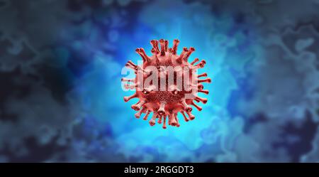 Neues Virus und Covid-19 oder SARS-CoV-2 als mutierendes Coronavirus-Virus als Virusvariante mit mutierten genetischen Zellen als neuer Infektionskrankheit Stockfoto