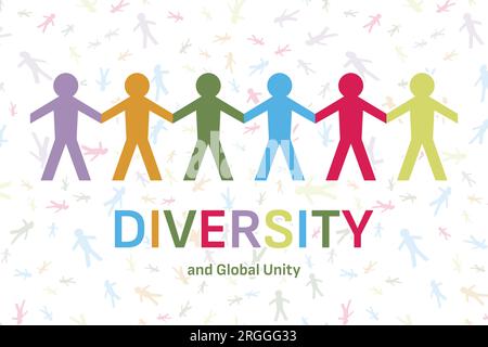 Der Begriff der vielfältigen Kultur und multiethnische Menschen. Vielfältige Gesellschaft und ethnische Zugehörigkeit, die Händchen halten und zusammenarbeiten. Vielfalt und Gerechtigkeit Stockfoto