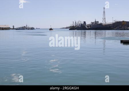 Le Caudan Waterfront ist ein kommerzielles Gebäude in Port Louis, der Hauptstadt von Mauritius. Stockfoto