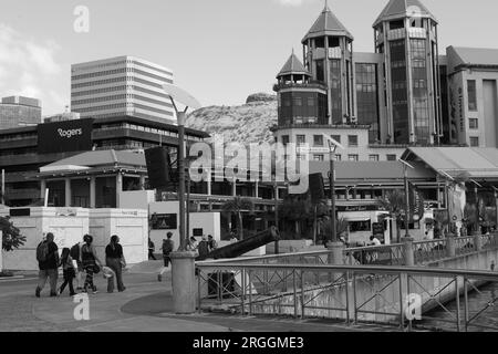 Le Caudan Waterfront ist ein kommerzielles Gebäude in Port Louis, der Hauptstadt von Mauritius. Stockfoto