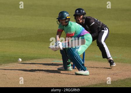 London, Großbritannien. 9. Aug. 2023. Oval Unbesiegbare gegen die Manchester Originals im Kia Oval. Kredit: David Rowe/Alamy Live News Stockfoto