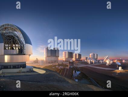 Collage der ESO in Chile in La Silla und Paranal Stockfoto