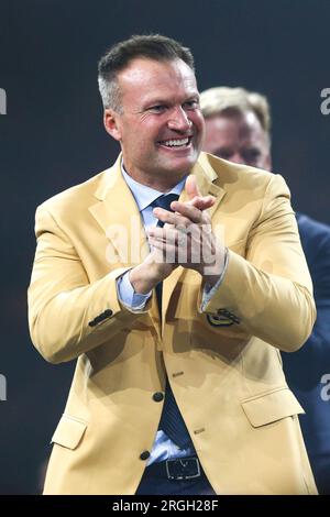 Canton, Ohio, USA. 4. Aug. 2023. Zach Thomas beim 2023 Hall of Fame Enhrinees' Gold Jacket Dinner im Canton Memorial Civic Center. (Kreditbild: © Debby Wong/ZUMA Press Wire) NUR REDAKTIONELLE VERWENDUNG! Nicht für den kommerziellen GEBRAUCH! Stockfoto