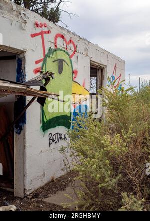 Verlassene Twin Arrows Trading Post und Tankstelle, Twin Arrows, AZ Stockfoto