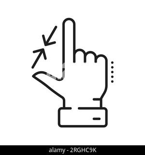 Symbol zum Ändern der Größe für das Web. Handbewegung zur Erhöhung und Reduzierung. Pfeile für Zeichen für Wachstum und Skalierung, lineares flaches Konstruktionswerkzeug, Symbol verkleinern und erweitern Stock Vektor