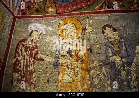 Kappadokien, Türkei - 13. September 2021: Fresken in der Sandalkirche, Goreme, Kappadokien, Türkei Stockfoto