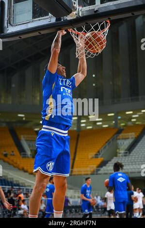 Athen, Lombardei, Griechenland. 9. Aug. 2023. 13 SIMONE FONTECCHIO von Italien während des Aegean Acropolis Tournament zwischen Italien und Serbien am 9. August 2023 im Oaka-Stadion in Athen, Griechenland. (Kreditbild: © Stefanos Kyriazis/ZUMA Press Wire) NUR REDAKTIONELLE VERWENDUNG! Nicht für den kommerziellen GEBRAUCH! Stockfoto