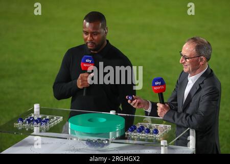 Burton Upon Trent, Großbritannien. 09. Aug. 2023. Martin O'Neill, ehemaliger Manager, zieht die Carabao Cup Runde 2 nach dem Carabao Cup Spiel Burton Albion gegen Leicester City im Pirelli Stadium, Burton upon Trent, Großbritannien, 9. August 2023 (Foto von Gareth Evans/News Images) in Burton upon Trent, Großbritannien, am 8./9. August 2023. (Foto: Gareth Evans/News Images/Sipa USA) Guthaben: SIPA USA/Alamy Live News Stockfoto