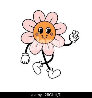Vector Retro groovy Cartoon-Blume Stock Vektor