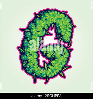 Cannabis-Knospen-Detail Monogramm Buchstabe Initial G-Vektorabbildungen für Ihr Arbeitslogo, Merchandise-T-Shirt, Aufkleber und Etikettendesigns, Poster, Greeti Stock Vektor