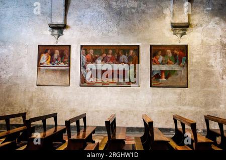 Das letzte Abendmahl von Bernardo Liuni in der Kirche Santa Maria degli Angioli in italienischsprachigem Lugano, Schweiz. Stockfoto