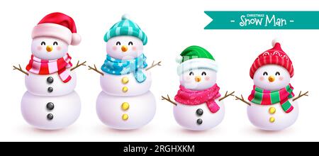 Weihnachtsdesign mit Schneemannfiguren im Vektordesign. Schneemann weihnachtsfigur für Winterferien Weihnachtszeit Hintergrund. Vektordarstellung Schneemann Stock Vektor