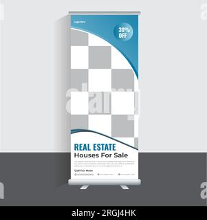 Konstruktionsvorlage Für Real Estrte Rollup Banner Stock Vektor