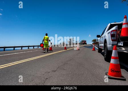 Hawi, HI, USA. 9. Aug. 2023. Der Brand in Akoni Pule im North Kohala District auf Hawai'i Island wurde am 9. August 2023 zu 60 Prozent eingedämmt. Kredit: ZUMA Press, Inc./Alamy Live News Stockfoto