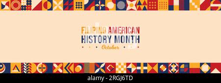 Filipino American History Month – Abstrakter Hintergrund. Oktober Kulturbewusstsein – Typografie-Poster. Horizontales Website-Banner Soziale Medien V Stock Vektor