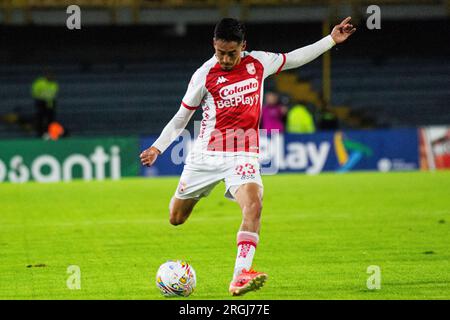 Bogota, Kolumbien. 02. Aug. 2023. Independiente Santa Fes Fabian Sambueza während des Gruppenspiels zwischen Bogotas Independiente Santa Fe (1) und Medellins Deportivo Independiente Medellin im Nemesio Camacho el Campin Stadium, 2. August 2023. Foto: Sebastian Barros/Long Visual Press Credit: Long Visual Press/Alamy Live News Stockfoto