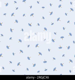 Hellblaues nahtloses Muster mit kleinen tropischen Ginkgo-Blättern. Stock Vektor