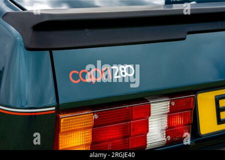 Ford Capri 280 Brooklands Rückfahrschild und Spoiler Stockfoto