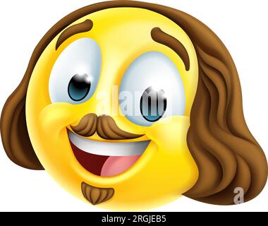 Shakespeare Poet Emoticon Emoji Cartoon Face Ikone Stock Vektor
