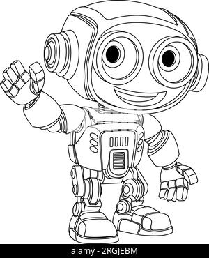 Robotermaskottchen Cartoon Niedlicher, Lustiger Alien-Figurenmann Stock Vektor