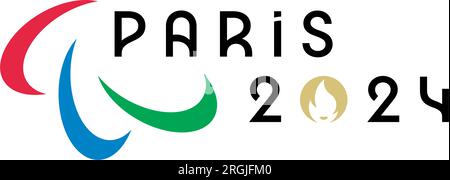 Ukraine, Charkiv - 2. August 2023. Paris, Frankreich, Paralympics Sommer 2024 Offizielles Logo. Olympische Spiele Vektordarstellung. Stock Vektor
