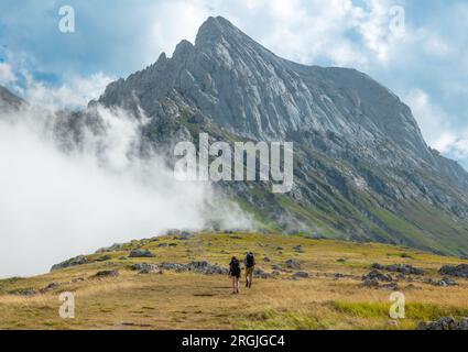 Gran Sasso, Italien - die extreme Wanderung zum Gipfel des Corno Piccolo, über 2600 Meter in den Abruzzen, mit Canalone Nord Klettern und alpinistischem Weg Stockfoto