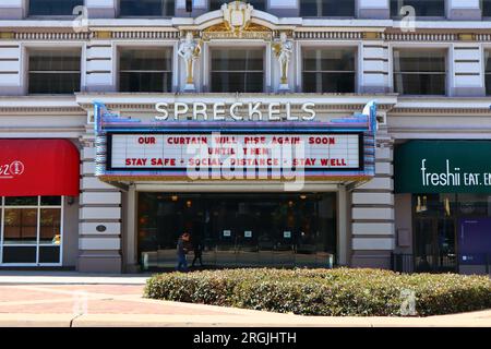 SAN DIEGO, Kalifornien: Das historische SPRECKELS Theatre Building am 121 Broadway, San Diego Stockfoto