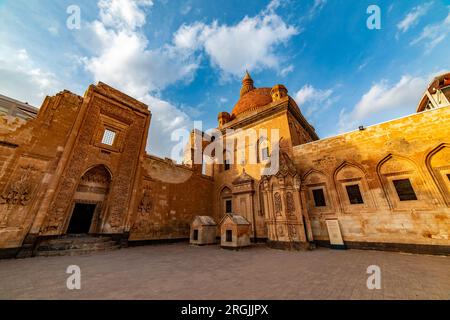 Ishak Pasha Palace (Türkisch: Ishak Pasa Sarayi) befindet sich im Bezirk Dogubayazit der Provinz Agri in der Osttürkei. Dogubayazit, Agri, Türkei. Stockfoto