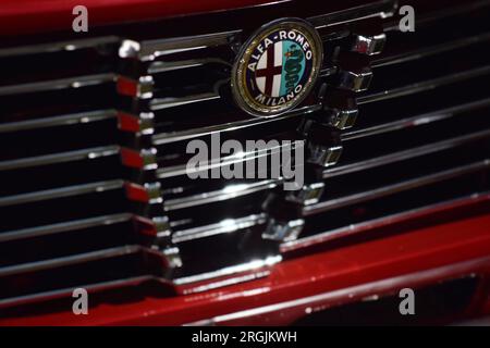 Front grille of red 1974 Alfa Romeo 2000 GTV Stock Photo