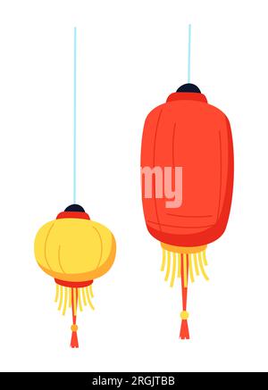 Papierlaternen – modernes, flaches, isoliertes Bild Stock Vektor