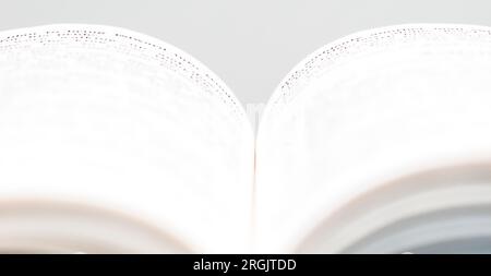 Nahaufnahme des geöffneten Weißbuchs mit Kopierbereich. Bildungskonzept. Stockfoto