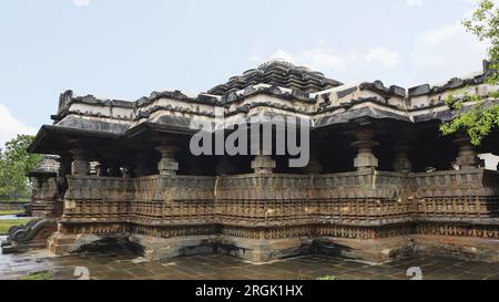 Wunderschön Geschnitzte Antike Shri Tarakeshwara Swami Tempel Mandapa, Hangal, Haveri, Karnataka, Indien Stockfoto