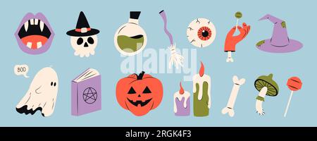 Süße Happy Halloween-Aufkleber Stock Vektor