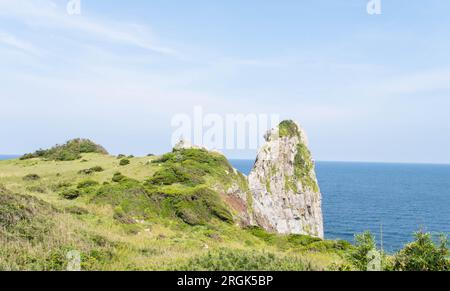 Monkey Rock, der von der Natur über viele Jahre geschaffen wurde, sieht aus wie ein Affe, der wegblickt, ist ein beliebtes Touristenziel. Stockfoto